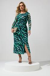 YOURS LONDON Plus Size Mint Green Zebra Mesh Side Knot Midi Dress | Yours Clothing 3