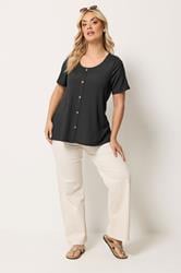 YOURS Plus Size Black Crinkle T-Shirt | Yours Clothing 1