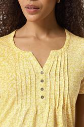 M&Co Yellow Floral Cotton Henley Top | M&Co 4