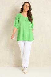 EVANS Plus Size Green Short Sleeve Cotton Top | Evans 1