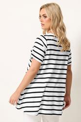 Yours Plus Size Black Ribbed Stripe Swing T-Shirt | Yours Clothing 2