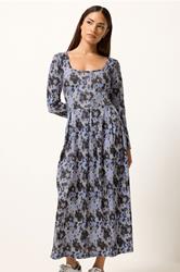 PixieGirl Petite Women's Grey Abstract Midi Dress | PixieGirl 3