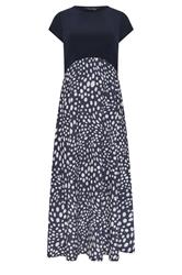 M&Co vestido midi 2 en 1 azul marino con estampado de lunares