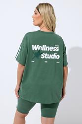 YOURS ACTIVE Plus Size Green 'Wellness Studio' T-Shirt | Yours Clothing 4