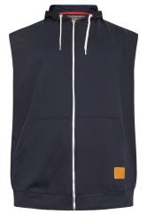 D555 Big & Tall Navy Blue Zip Through Sleeveless Hoodie