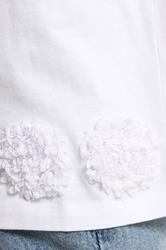 PixieGirl Petite Women's White Flower Hem Cotton T-Shirt | PixieGirl 4