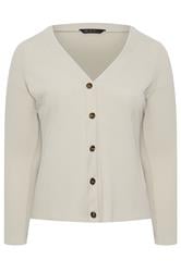 LIMITED COLLECTION Plus Size Beige Ribbed Button Cardigan | Yours Clothing 5