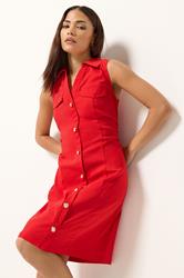 PixieGirl Petite Women's Red Ruched Shirt Mini Dress | PixieGirl 3