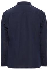BadRhino Big & Tall Navy Blue Long Sleeve Linen Blend Shirt | BadRhino 6
