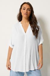 YOURS Plus Size Cream Dobby Notch Neck Blouse | Yours Clothing 3