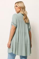 YOURS Plus Size Sage Green Tiered Shirt | Yours Clothing 2