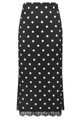 LIMITED COLLECTION Plus Size Black Polka Dot Lace Hem Skirt | Yours Clothing 5