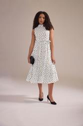M&Co White Spot Print Tiered Chiffon Midi Dress | M&Co 3
