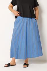 YOURS Plus Size Blue Stripe Midi Skirt | Yours Clothing 2
