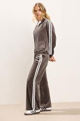  PixieGirl Petite Women's Brown Side Stripe Velvet Wide Leg Trousers | PixieGirl 1