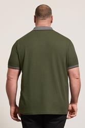 BadRhino Big & Tall Khaki Green Two Tone Waffle Polo Shirt | BadRhino 2