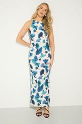 LTS Tall Women's Navy Blue Floral High Neck Midi Dress | Long Tall Sally  3