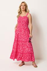YOURS Plus Size Red Leaf Print Tiered Maxi Dress | Yours Clothing 3