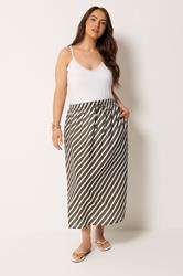 YOURS Plus Size Ivory White Linen Look Stripe Skirt | Yours Clothing 2