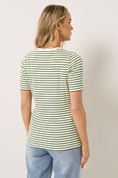 LTS Tall Women's Olive Green Stripe Ribbed T-Shirt | Long Tall Sally 4
