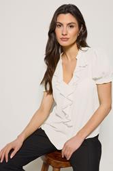 M&Co White Frill Front Short Sleeve Blouse | M&Co 3