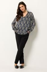 M&Co Navy Blue Floral Metallic Shirt | M&Co 1