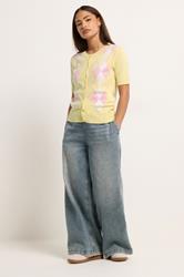 PixieGirl Petite Women's Lemon Yellow Argyle Cardigan | PixieGirl 1