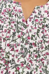 M&Co Petite White & Pink Floral Short Sleeve Cotton Henley Top | M&Co 4