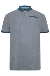 KAM Big & Tall Navy Blue Geometric Print Polo Shirt | BadRhino 2
