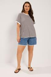 YOURS Plus Size Chocolate Brown Stripe Ringer T-Shirt | Yours Clothing 1