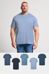 BadRhino Big & Tall Navy Blue 5 Pack V-Neck T-Shirts | BadRhino 1