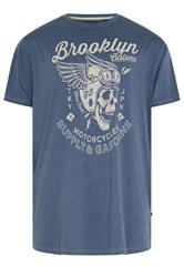 KAM Big & Tall Indigo Blue Brooklyn Motorbike Graphic Print T-Shirt