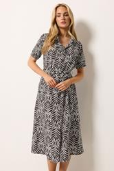 M&Co Brown Leaf Print Shirt Dress | M&Co 3