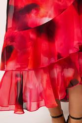 STAR Red Blurred Floral Tiered Wrap Dress | StarByJM 4