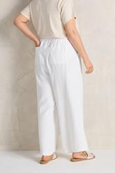 EVANS Plus Size White Wide Leg Premium Linen Trousers | Evans 4