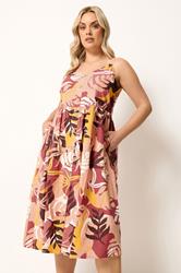 YOURS Plus Size Orange Tropical Print Linen Midi Dress | Yours Clothing 3