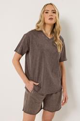 LTS Tall Woman's Chocolate Brown Acid Wash Oversized T-Shirt | Long Tall Sally 1