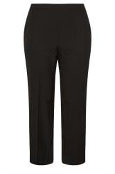 Plus Size Black Elasticated Stretch Straight Leg Trousers | Yours Clothing