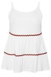 YOURS Curve White Tiered Trim Vest Top