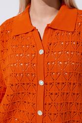 LIMITED COLLECTION Plus Size Orange Crochet Shirt | Yours Clothing 4