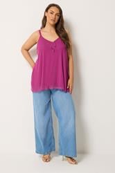 YOURS Plus Size Pink Mesh Vest Top | Yours Clothing 1