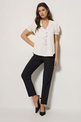 M&Co White Frill Front Short Sleeve Blouse | M&Co 2