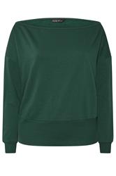 LIMITED COLLECTION Plus Size Forest Green Wide Neckline Sweatshirt | Yours Clothing 5