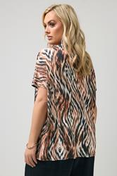 YOURS LONDON Plus Size Brown Zebra Drape Shoulder Top | Yours Clothing 2