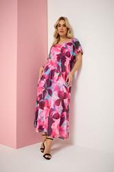 YOURS Plus Size Pink Floral Angel Sleeve Dress | Yours Clothing 3