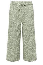 PixieGirl Petite Sage Green Leaf Print Cropped Trousers