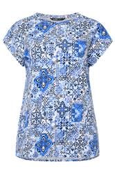 YOURS Curve Blue Mosaic Print T-Shirt