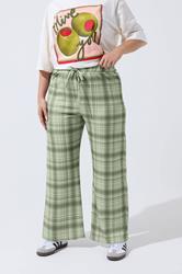 LIMITED COLLECTION Plus Size Grey Check Wide Leg Trousers | Yours Clothing 1