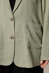 YOURS Plus Size Khaki Green Relaxed Linen Blazer | Yours Clothing 4