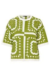 LIMITED COLLECTION Plus Size Green Abstract Crochet Boxy Top | Yours Clothing 6